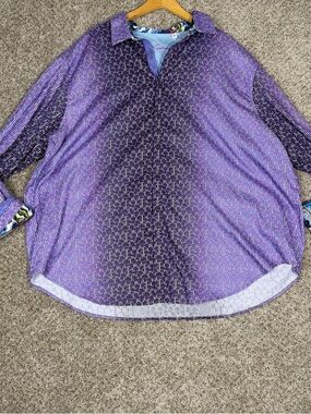 Robert Graham Men's 3XL Purple Geometric Button Up Shirt Long Sleeve Flip Cuff